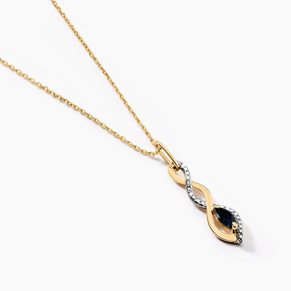 Collier Ondulations Or Jaune Saphir Diamant