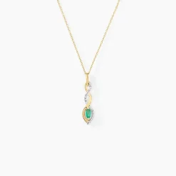 Collier Ondulations Or Jaune Emeraude Diamant