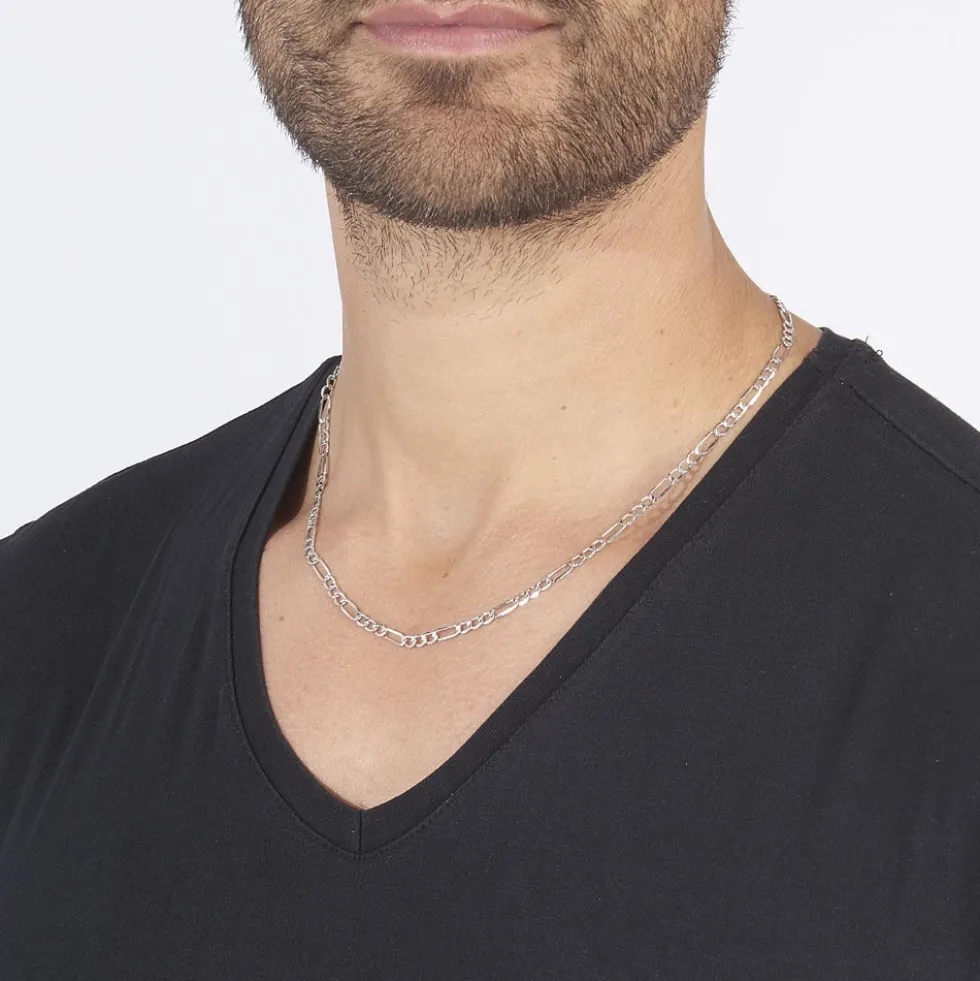 Collier Or Blanc Maille Alternée 1/3