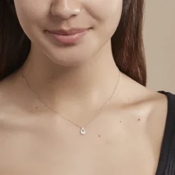 Collier Or Blanc Purete Goutte Diamant