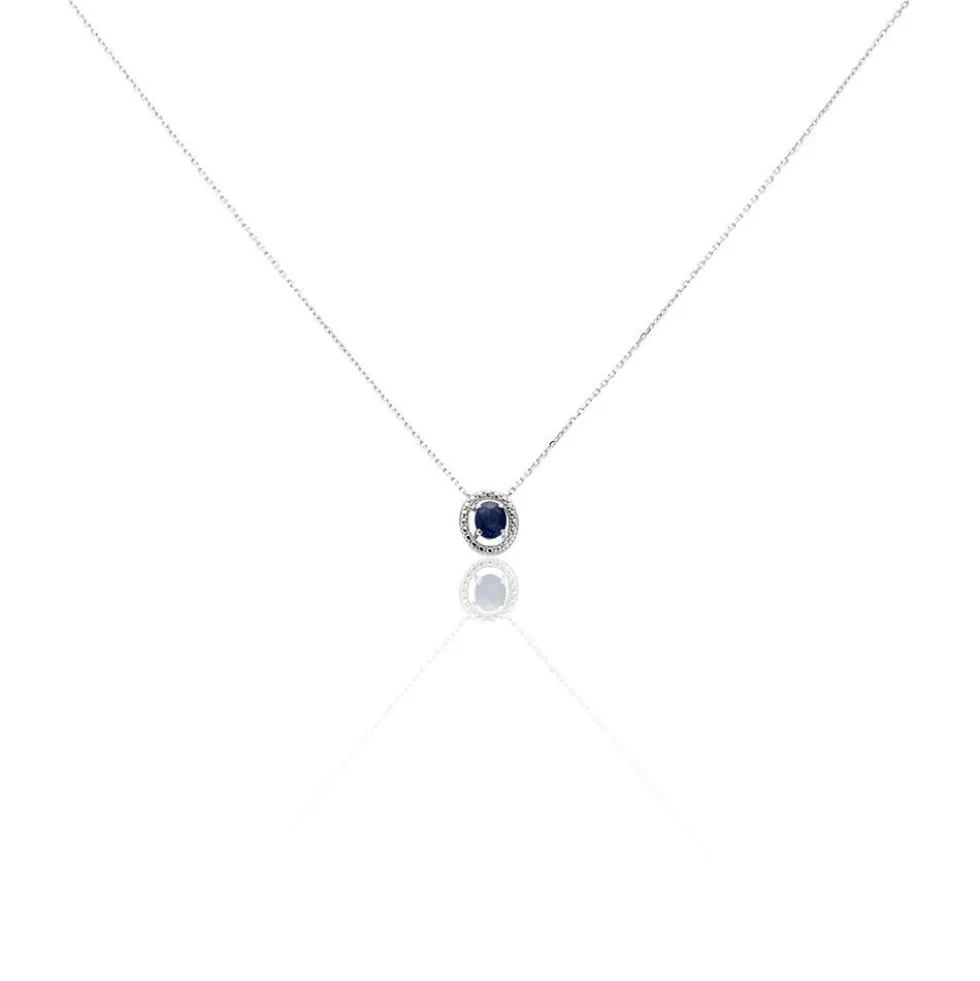 Collier Or Blanc Serenity Saphir