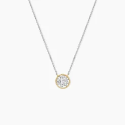 Collier Or Jaune Argent Blanc Oxyde De Zirconium