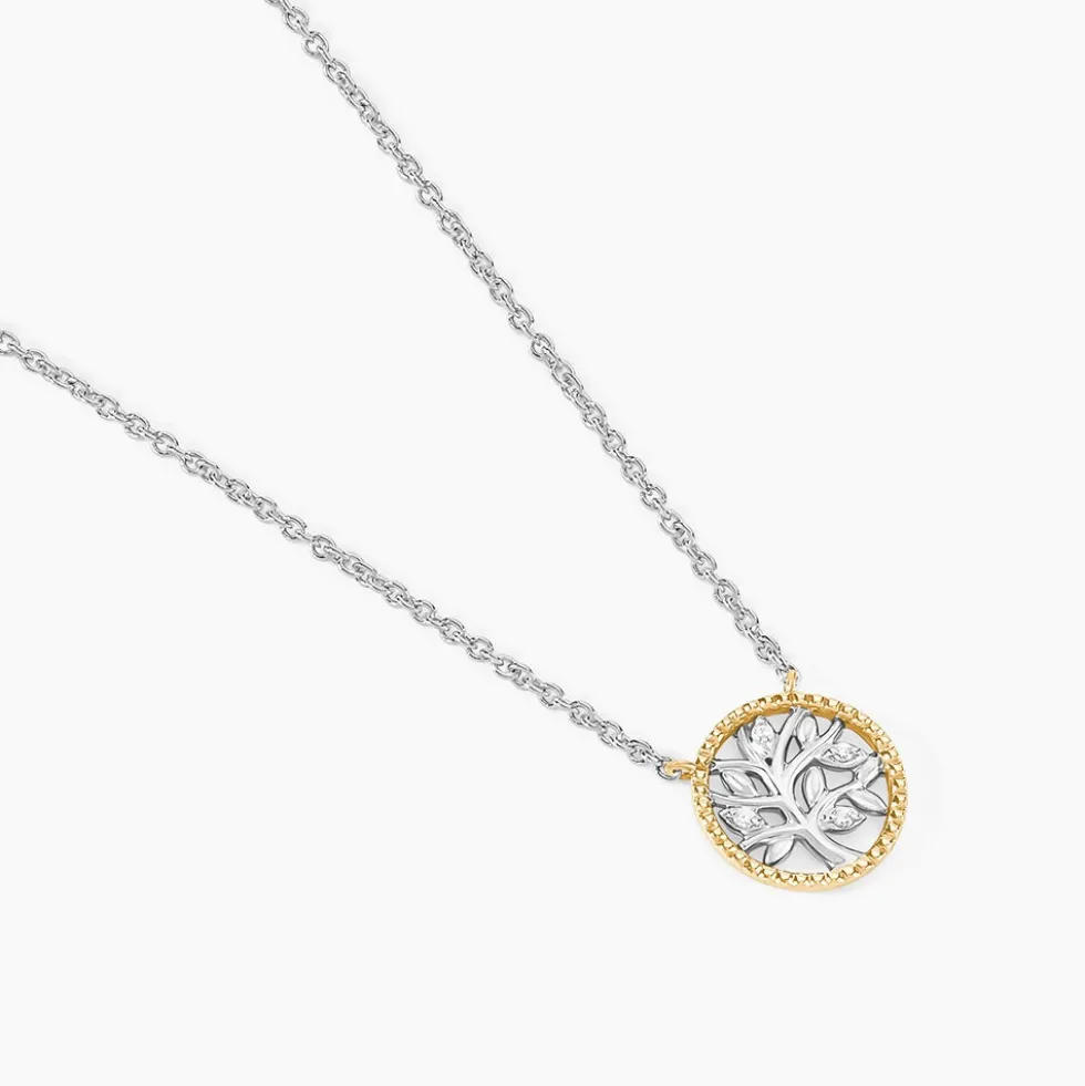 Collier Or Jaune Argent Blanc Oxyde De Zirconium