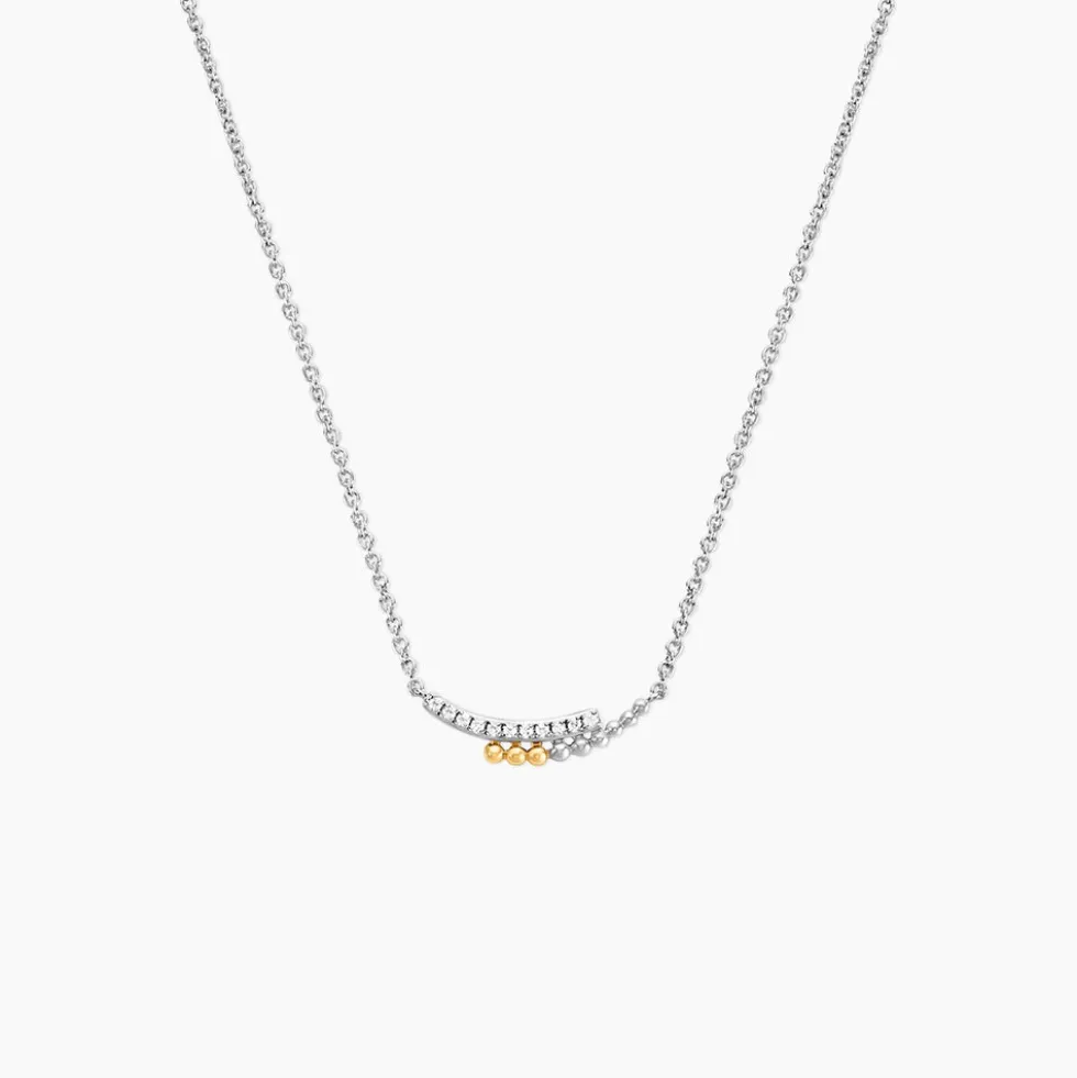 Collier Or Jaune Argent Blanc Oxyde De Zirconium