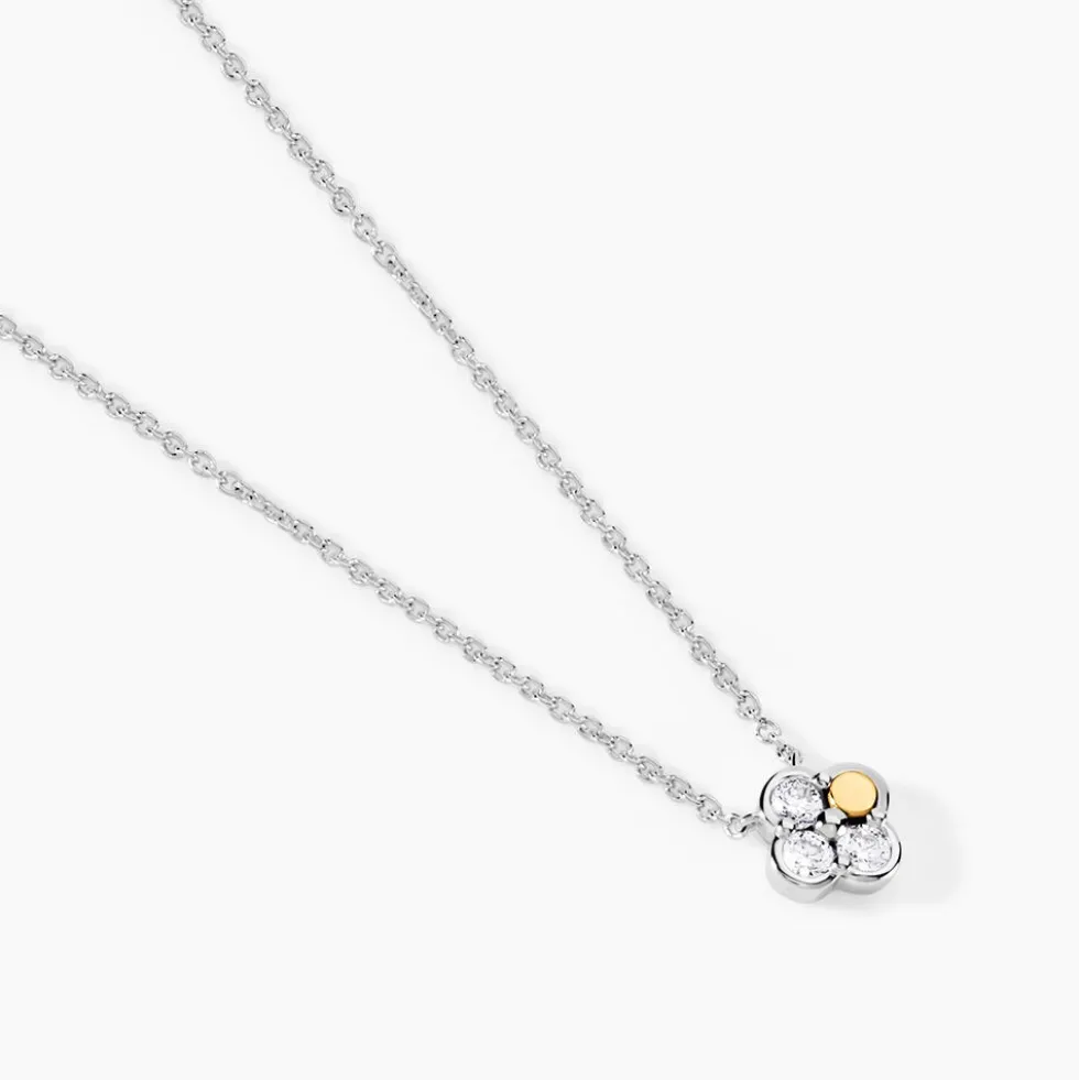 Collier Or Jaune Argent Blanc Oxyde De Zirconium