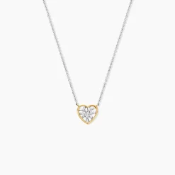 Collier Or Jaune Argent Blanc Oxyde De Zirconium