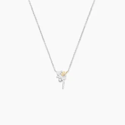 Collier Or Jaune Argent Blanc Oxyde De Zirconium
