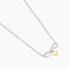 Collier Or Jaune et Argent Blanc Oxyde De Zirconium