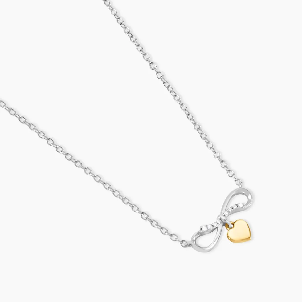 Collier Or Jaune et Argent Blanc Oxyde De Zirconium