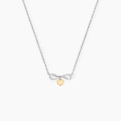 Collier Or Jaune et Argent Blanc Oxyde De Zirconium