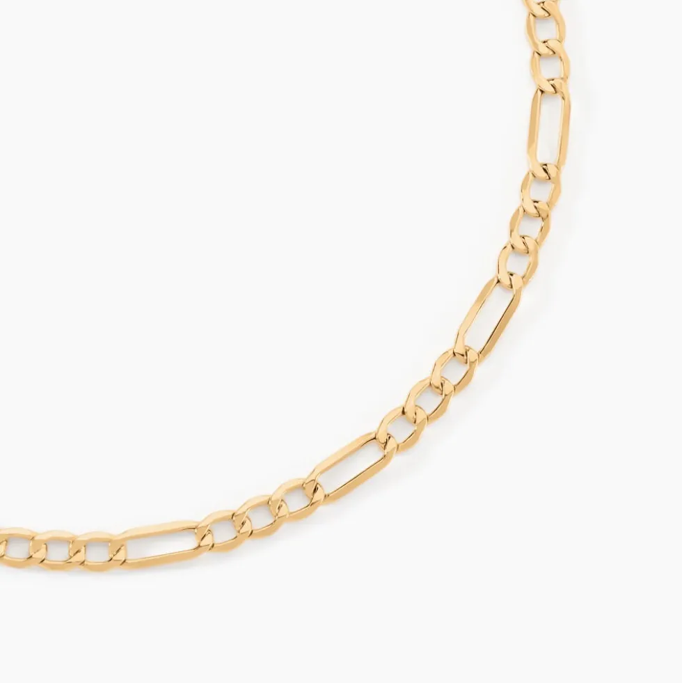 Collier Or Jaune Maille Alternée 1/3
