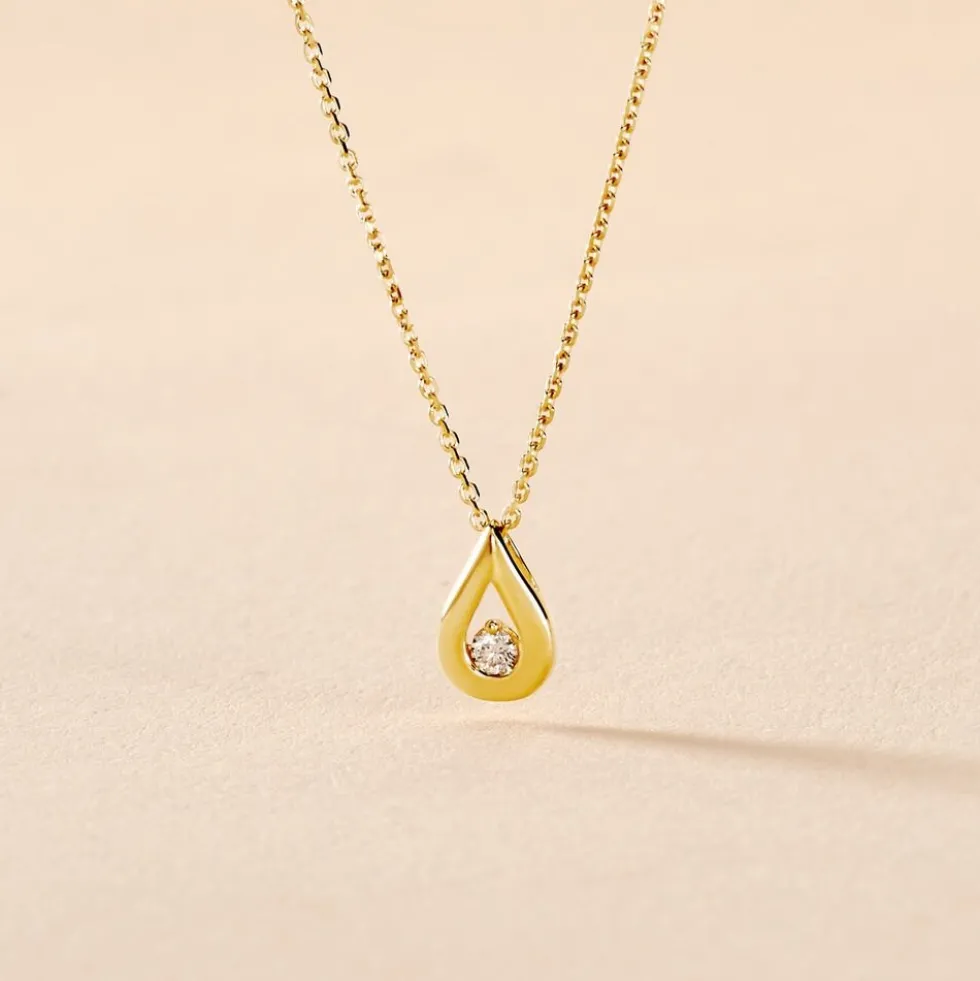 Collier Or Jaune Purete Goutte Diamant