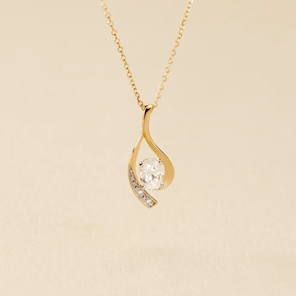 Collier Or Jaune Sagesse Oxydes De Zirconium