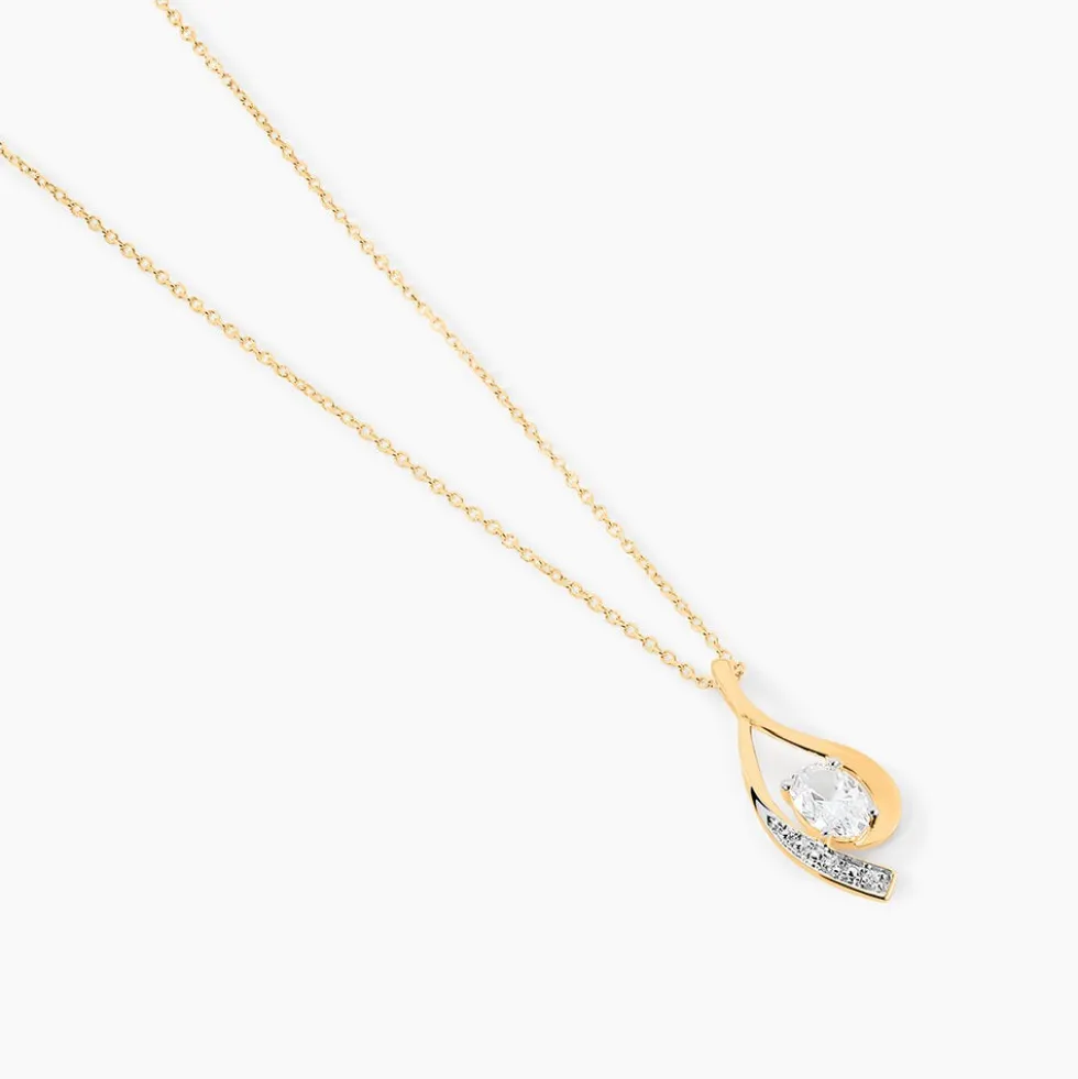 Collier Or Jaune Sagesse Oxydes De Zirconium