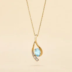 Collier Or Jaune Sagesse Topaze Oxydes De Zirconium