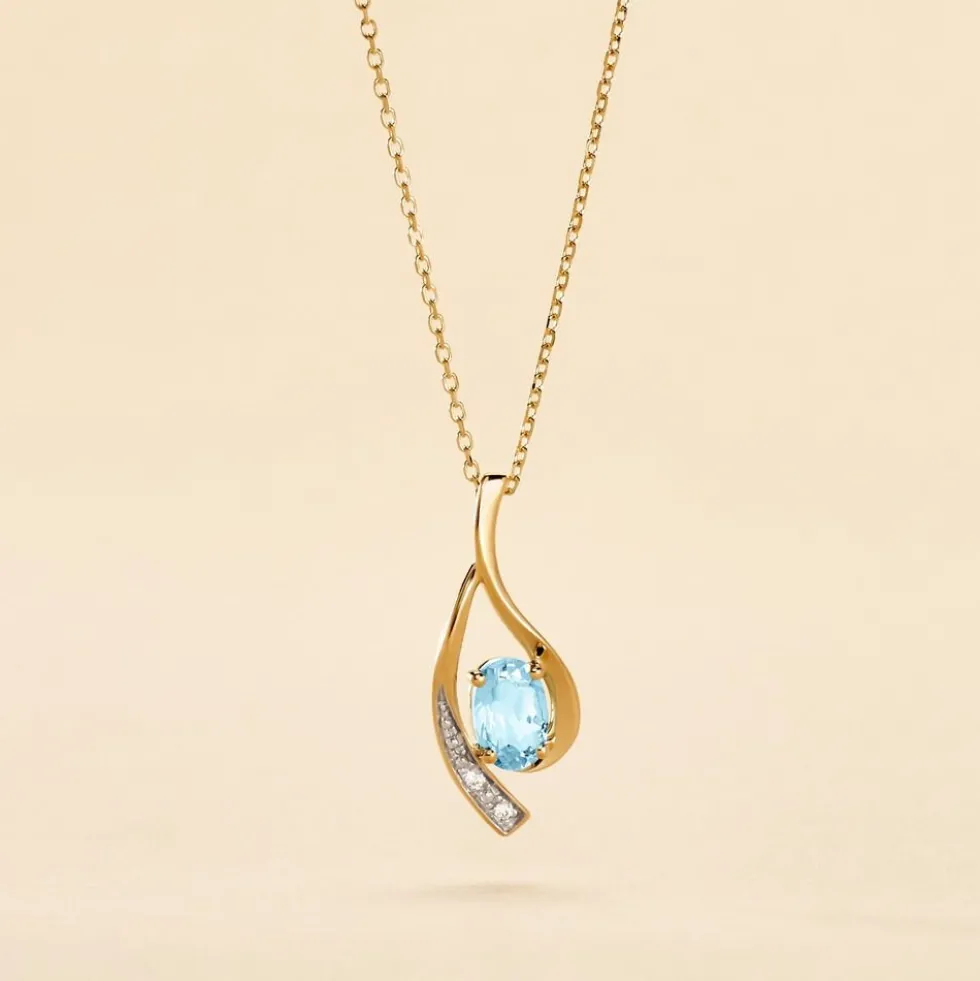 Collier Or Jaune Sagesse Topaze Oxydes De Zirconium