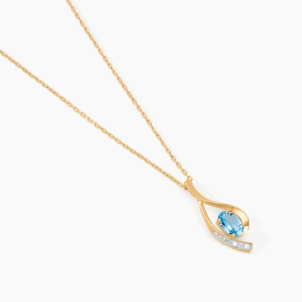 Collier Or Jaune Sagesse Topaze Oxydes De Zirconium