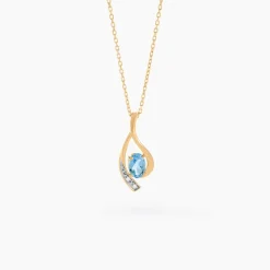 Collier Or Jaune Sagesse Topaze Oxydes De Zirconium