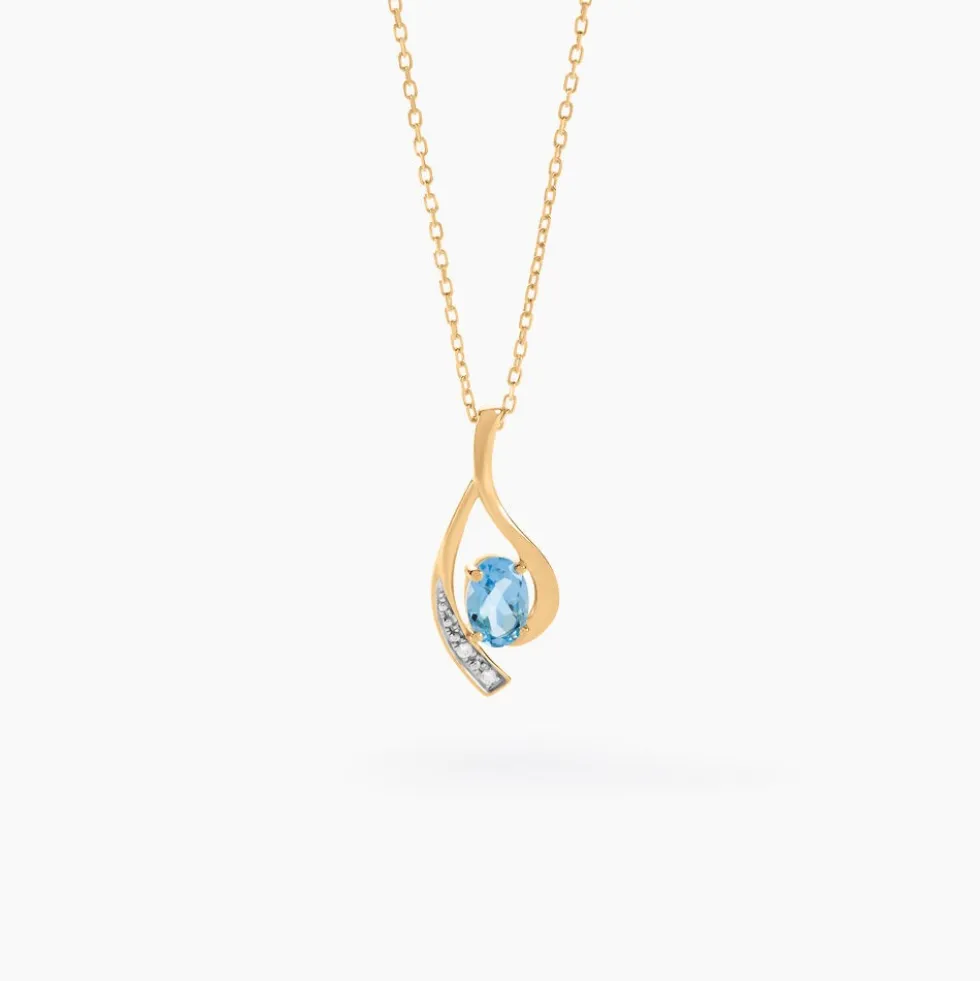 Collier Or Jaune Sagesse Topaze Oxydes De Zirconium