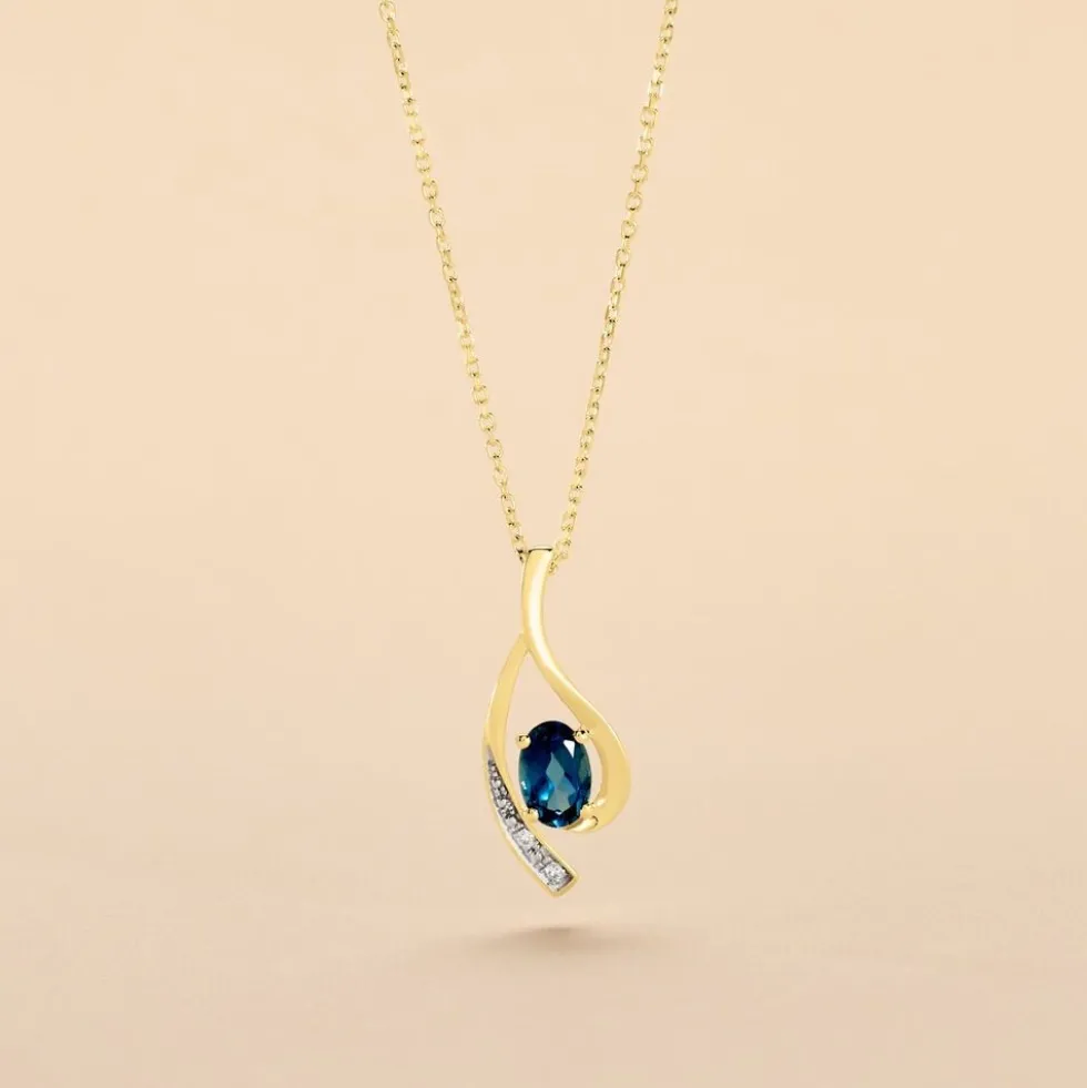 Collier Or Jaune Sagesse Topaze Oxydes De Zirconium