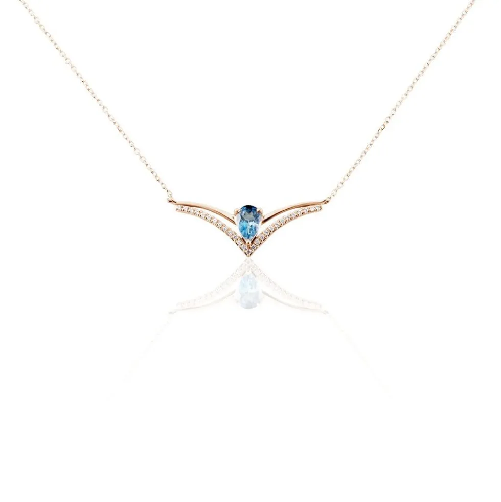Collier Or Rose Gaelle Topaze Oxydes De Zirconium