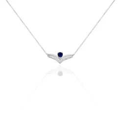 Collier Pasqualina Or Blanc Saphir Et Diamant