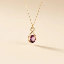 Collier Passion Or Jaune Amethyste Et Oxyde De Zirconium