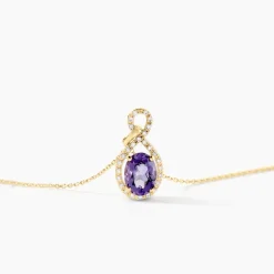 Collier Passion Or Jaune Amethyste Et Oxyde De Zirconium