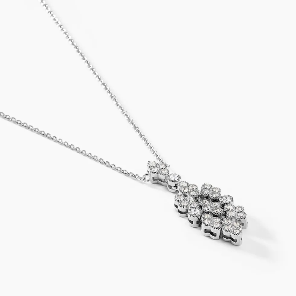 Collier Petales Argent Blanc Oxyde De Zirconium