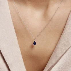 Collier Pluie D'Eclat Or Blanc Saphir