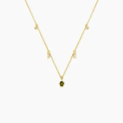 Collier Poem Argent Jaune Péridot Oxyde De Zirconium