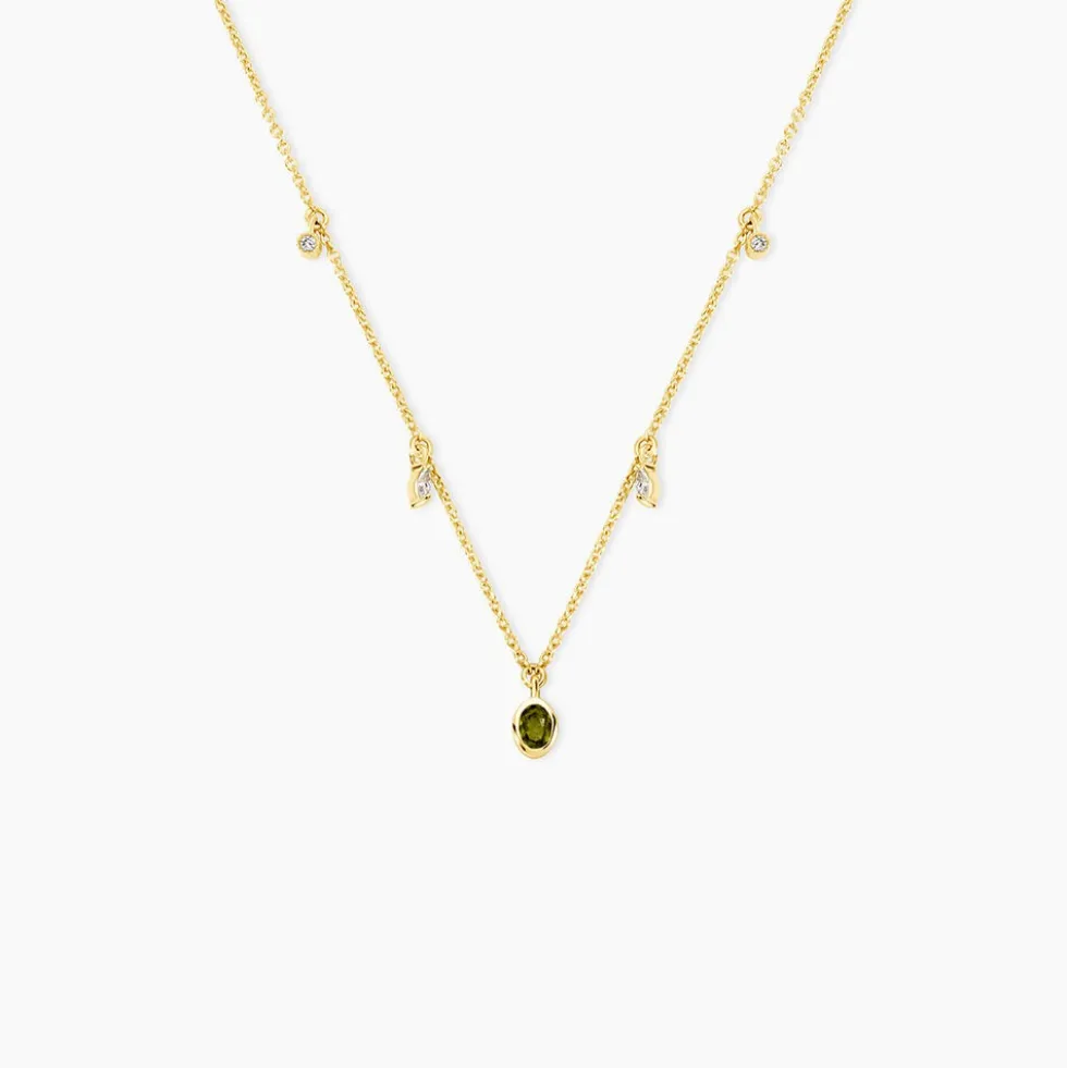 Collier Poem Argent Jaune Péridot Oxyde De Zirconium