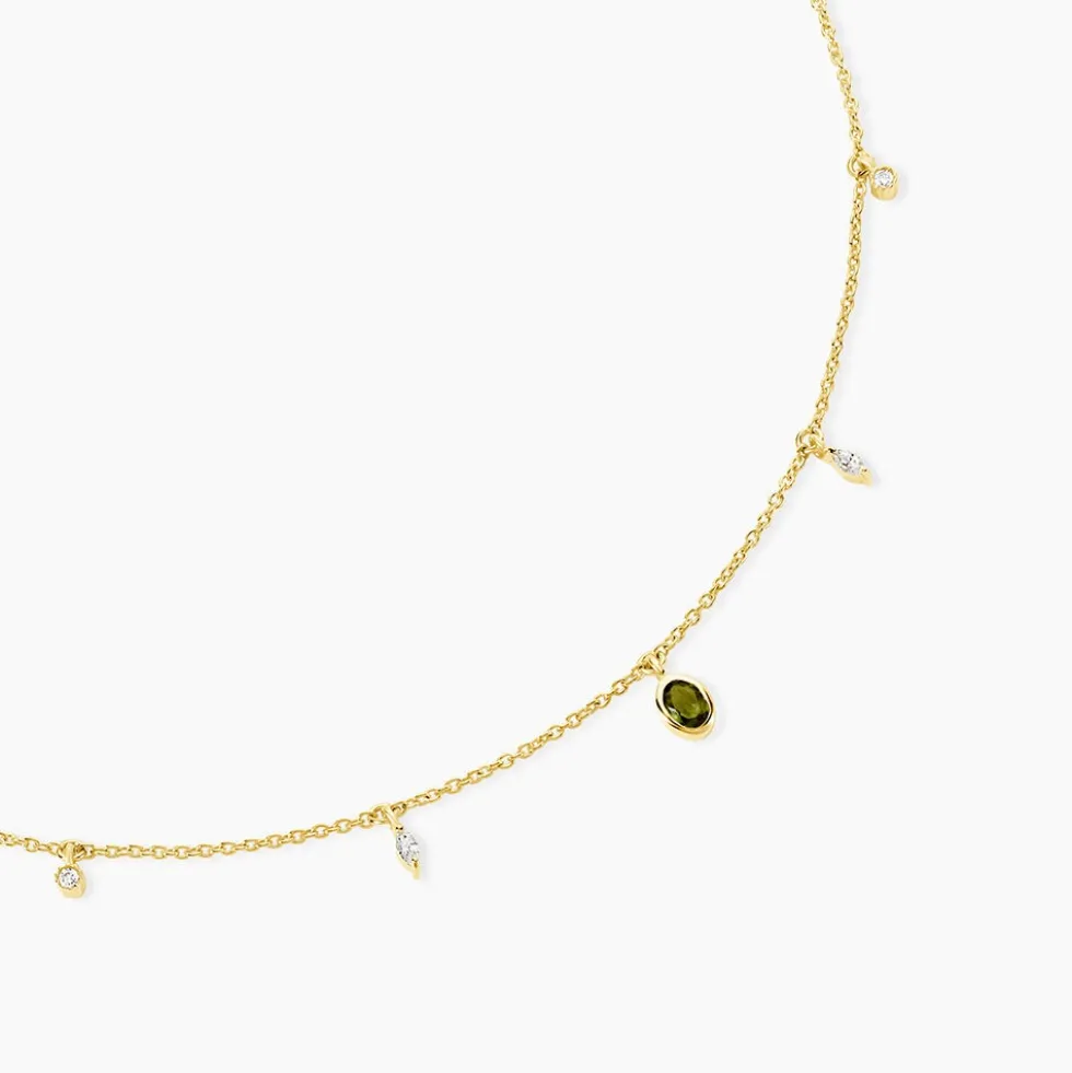 Collier Poem Argent Jaune Péridot Oxyde De Zirconium