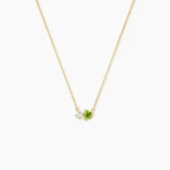 Collier Poem Argent Jaune Péridot Oxyde De Zirconium