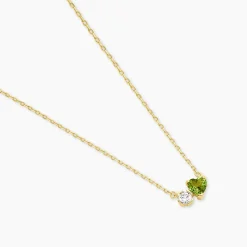 Collier Poem Argent Jaune Péridot Oxyde De Zirconium