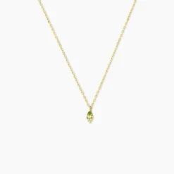 Collier Poem Argent Jaune Péridot Oxyde De Zirconium