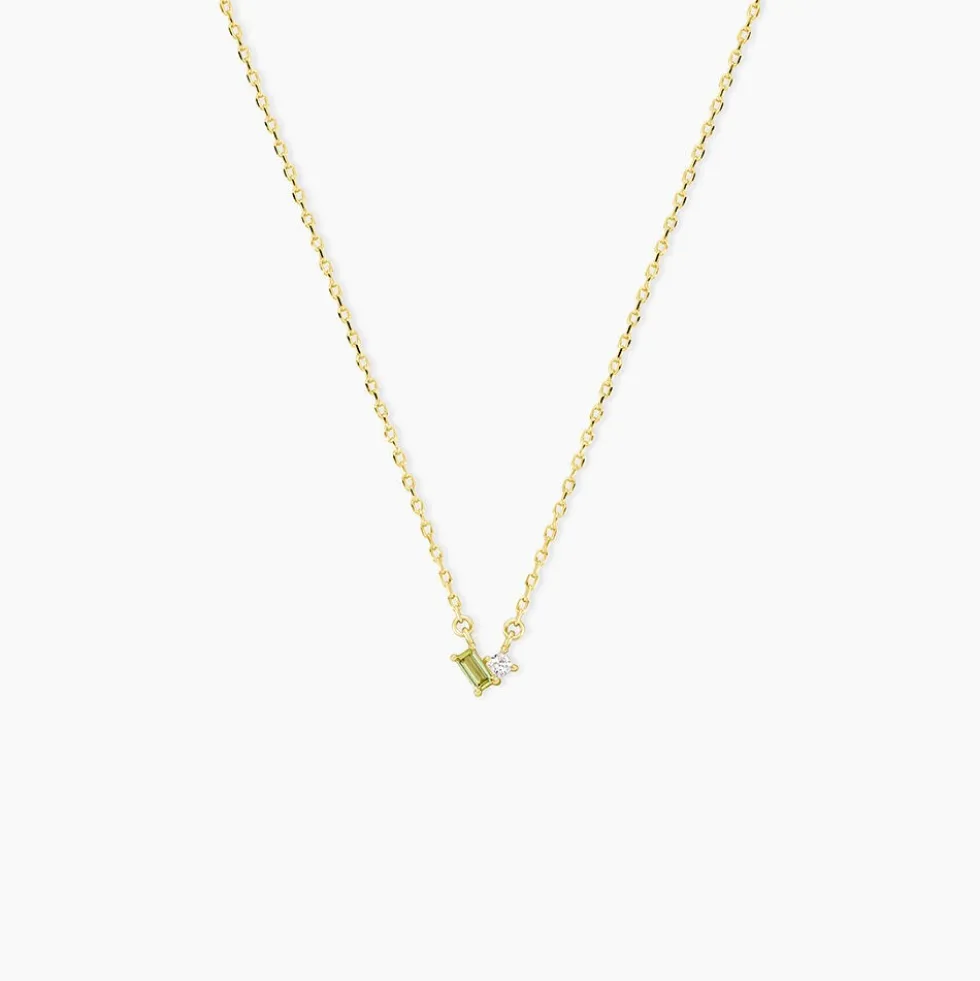 Collier Poem Argent Jaune Péridot Oxyde De Zirconium