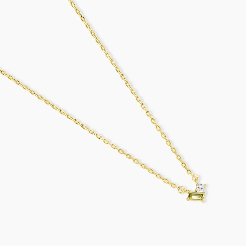 Collier Poem Argent Jaune Péridot Oxyde De Zirconium