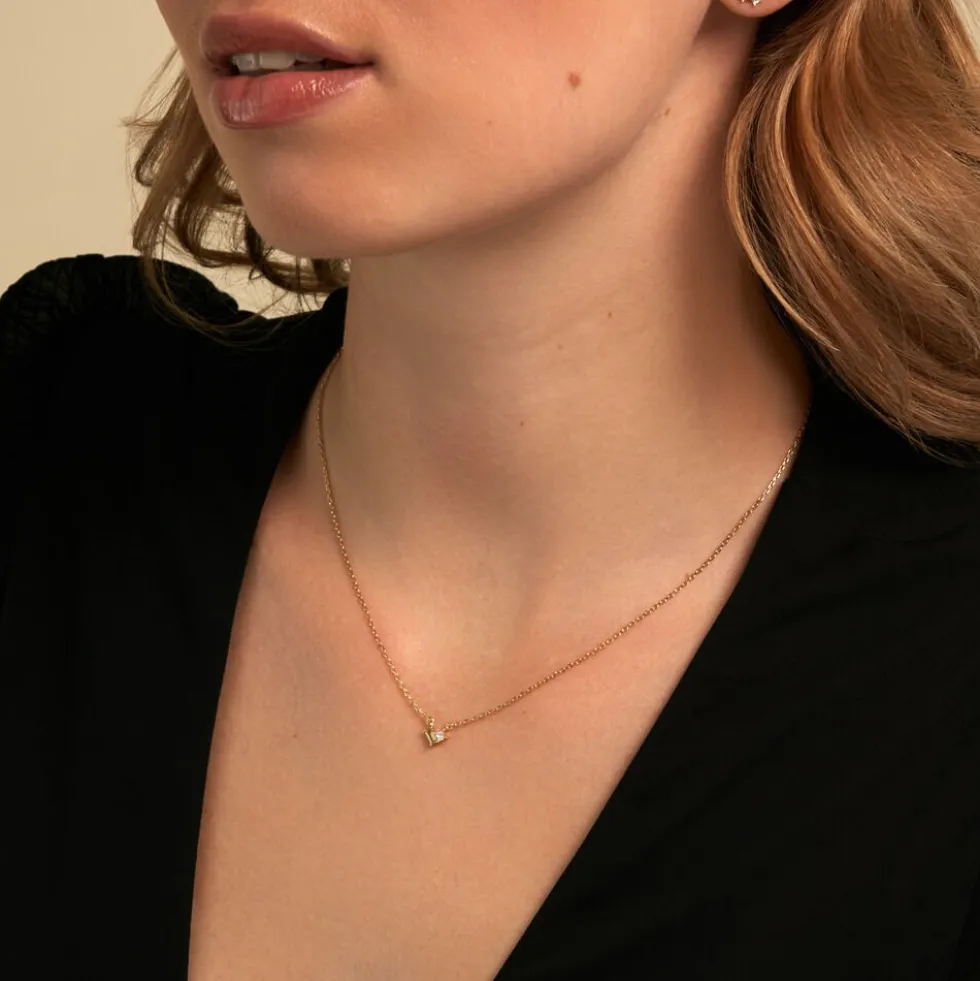 Collier Poem Argent Jaune Péridot Oxyde De Zirconium