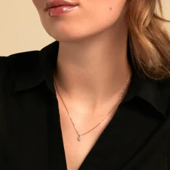 Collier Poem Argent Jaune Topaze Oxyde De Zirconium