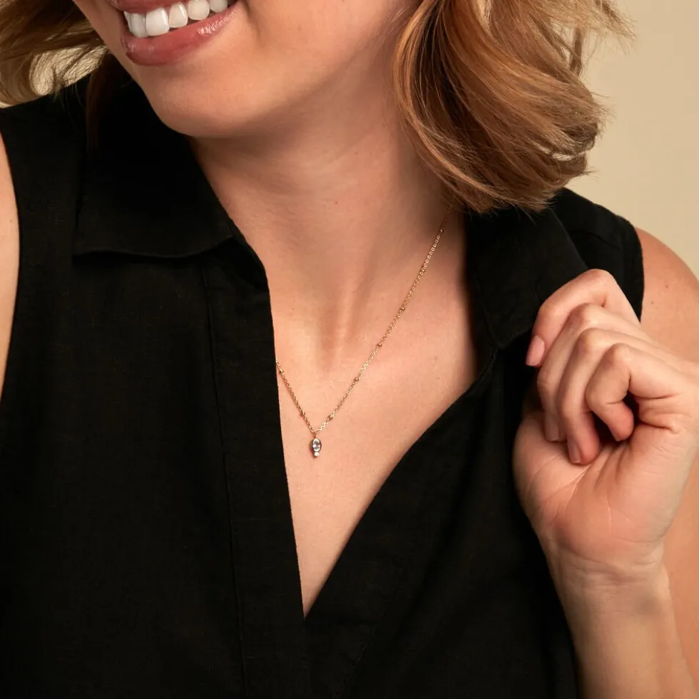 Collier Poem Argent Jaune Topaze Oxyde De Zirconium