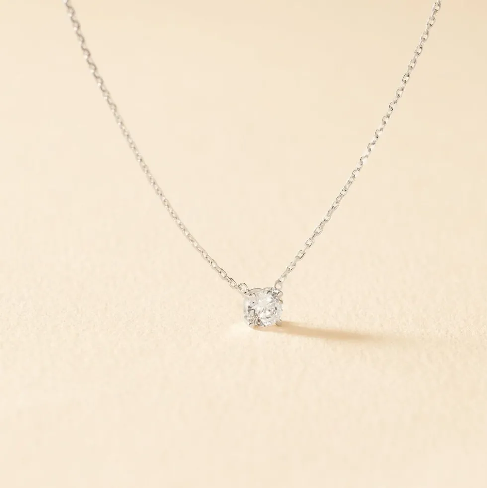 Collier Ponama Or Blanc Oxyde De Zirconium