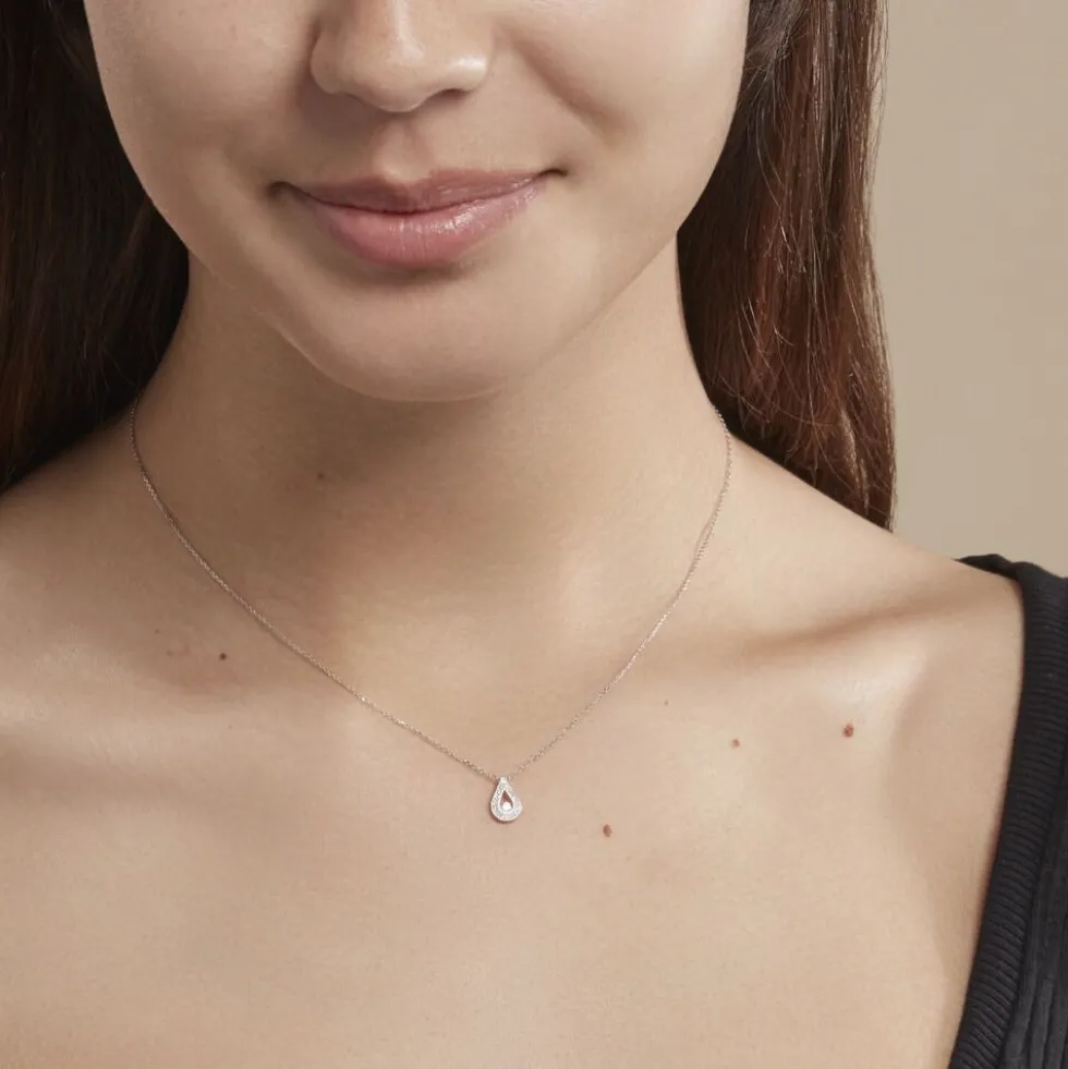 Collier Purete Or Blanc Diamant