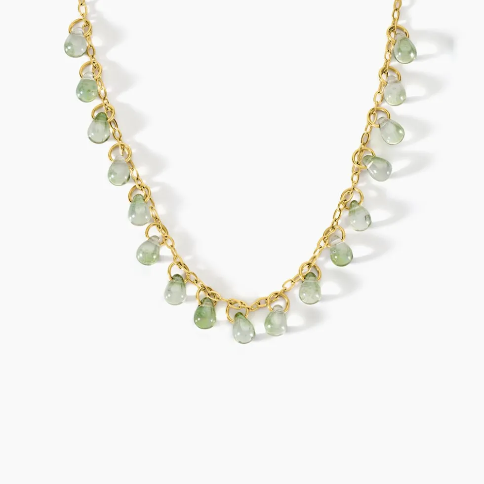 Collier Ria Acier Jaune Pierre De Synthese