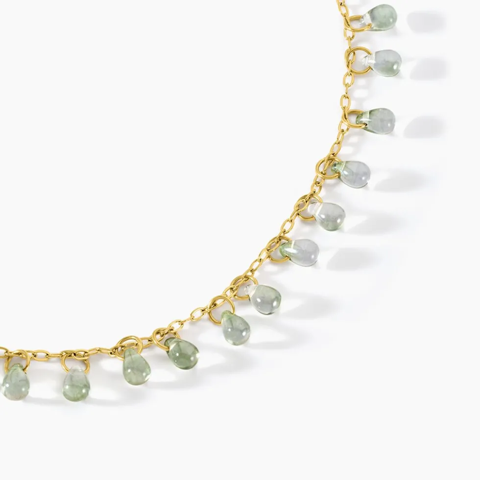 Collier Ria Acier Jaune Pierre De Synthese
