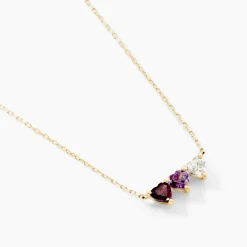 Collier Romayne Or Jaune Améthyste Rhodolite Oxyde De Zirconium