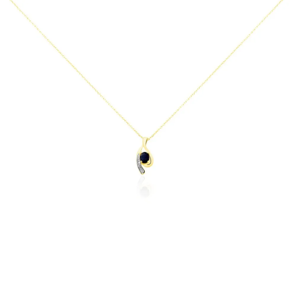 Collier Sagesse Or Jaune Saphir Et Diamant