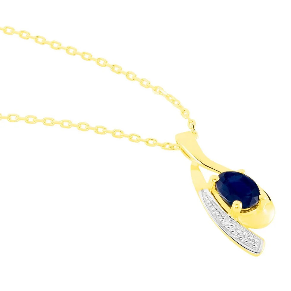 Collier Sagesse Or Jaune Saphir Et Diamant