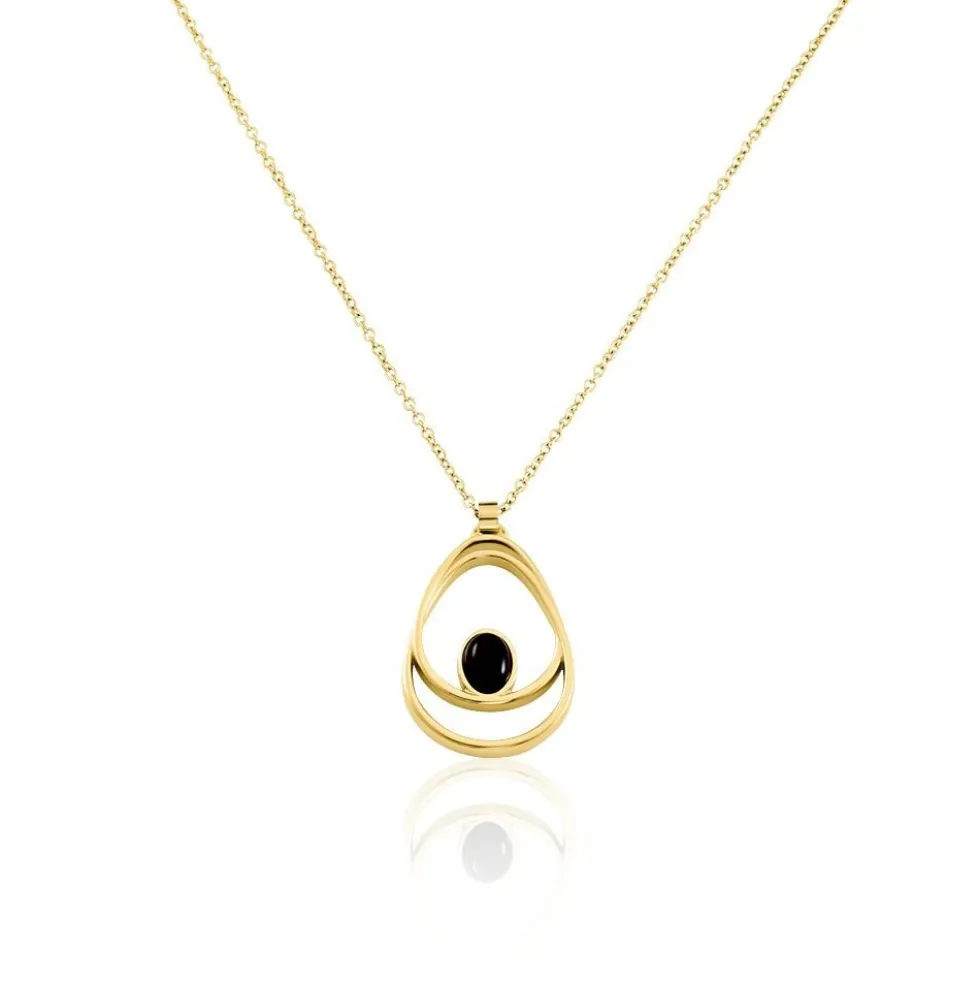 Collier Sautoir Acier Doré Ruben Agate