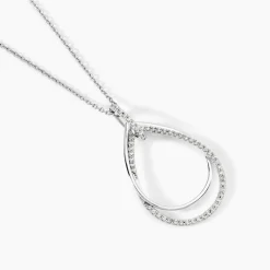 Collier Sautoir Paolino Argent Blanc Oxyde De Zirconium